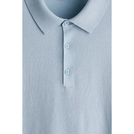 Футболка поло тонкая трикотажная Regular Fit H&M, Цвет: Синий, Размер: XS, изображение 11