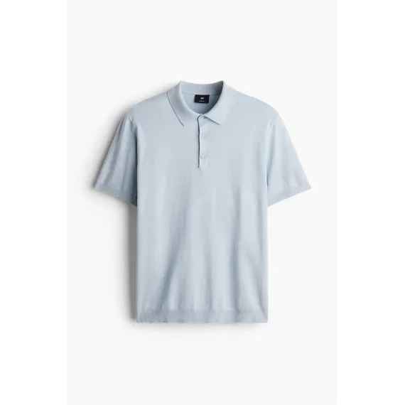 Футболка поло тонкая трикотажная Regular Fit H&M, Цвет: Синий, Размер: XS, изображение 9