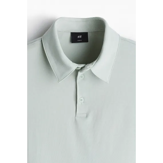 Футболка поло Slim Fit H&M, Цвет: Зеленый, Размер: L, изображение 6