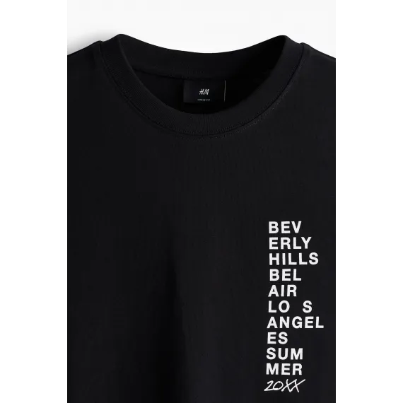 Футболка Loose Fit с принтом H&M, Цвет: Черный, Размер: XL, изображение 7