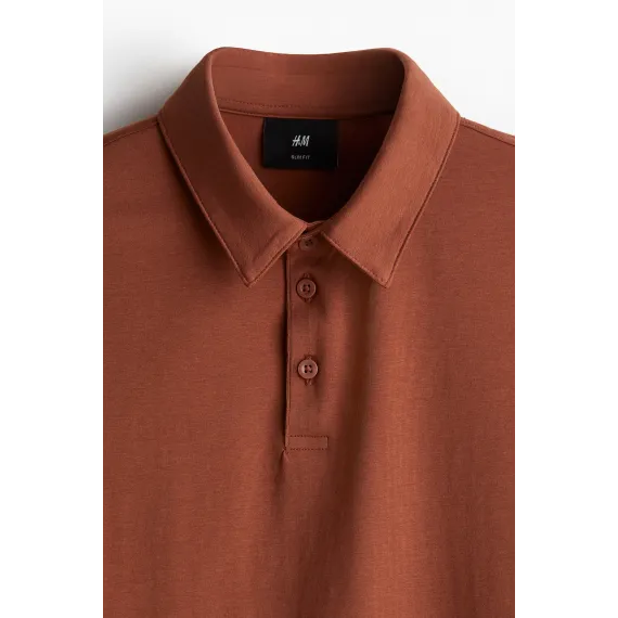 Футболка поло Slim Fit H&M, Цвет: Оранжевый, Размер: S, изображение 6