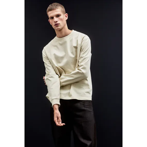 Свитер мужской свободного кроя с длинными рукавами H&M, Цвет: Бежевый, Размер: XL, изображение 3