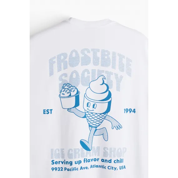 Футболка Loose Fit с принтом H&M, Цвет: Белый, Размер: L, изображение 6