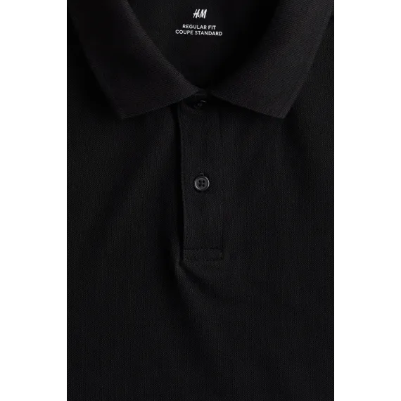 Футболка поло Regular Fit Pike H&M, Цвет: Черный, Размер: XS, изображение 11