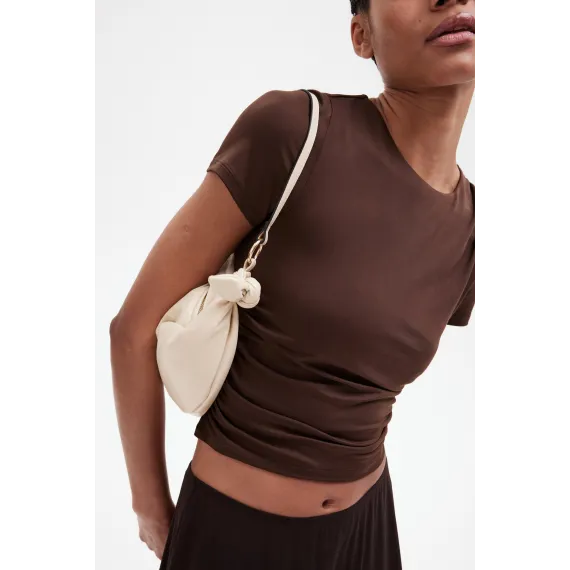Футболка драпированная H&M, Цвет: Коричневый, Размер: M, изображение 3