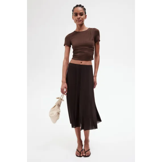 Футболка драпированная H&M, Цвет: Коричневый, Размер: S, изображение 2