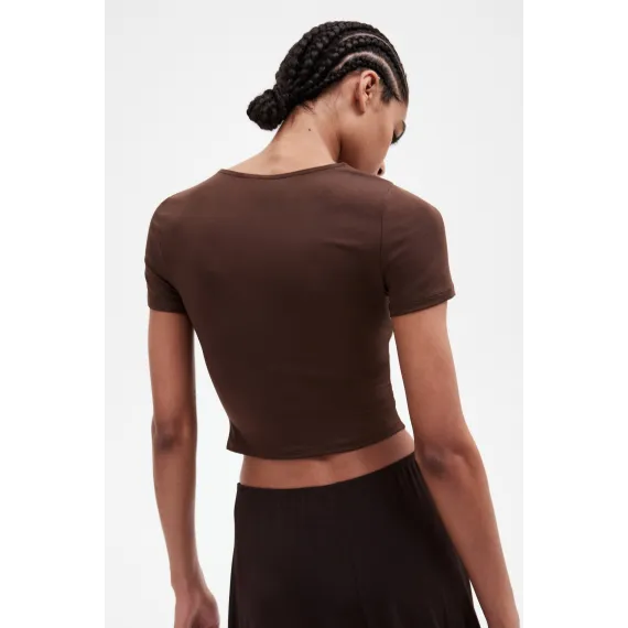 Футболка драпированная H&M, Цвет: Коричневый, Размер: S, изображение 5