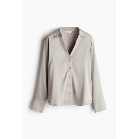 Блузка с V-образным вырезом H&M, Цвет: Серый, Размер: 2XL, изображение 4 - в интернет-магазине Туркменистана Wabrum Блузка с V-образным вырезом H&M, Цвет: Серый, Размер: 2XL, изображение 4