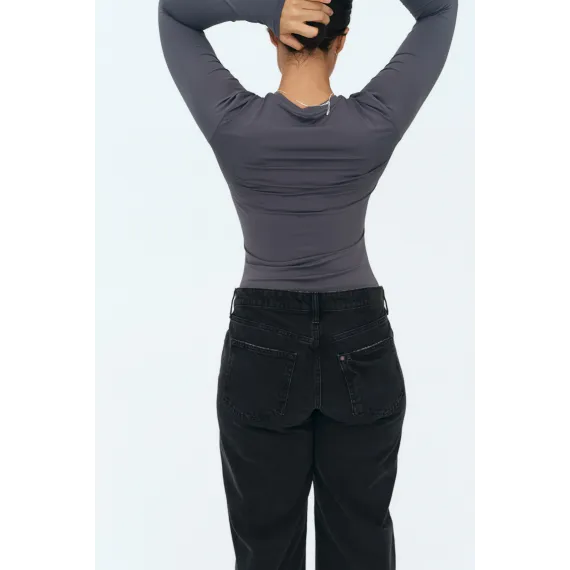 Верх микроволоконный длинный рукав H&M, Цвет: Серый, Размер: S, изображение 3