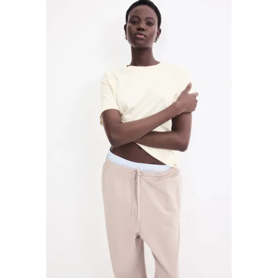 Футболка хлопковая H&M, Цвет: Экрю, Размер: L, изображение 2