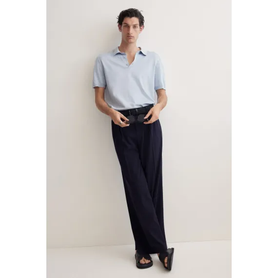 Футболка поло тонкая трикотажная Regular Fit H&M, Цвет: Синий, Размер: 2XL, изображение 4