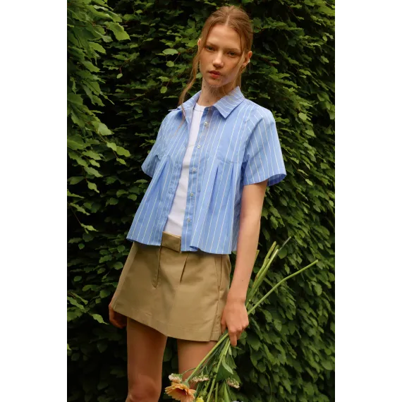 Рубашка пилированная поплиновая H&M, Цвет: Синий, Размер: XS, изображение 4 - в интернет-магазине Туркменистана Wabrum Рубашка пилированная поплиновая H&M, Цвет: Синий, Размер: XS, изображение 4