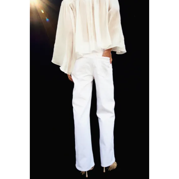 Джинсы широкие высокие H&M, Цвет: Белый, Размер: 44, изображение 3 - в интернет-магазине Туркменистана Wabrum Джинсы широкие высокие H&M, Цвет: Белый, Размер: 44, изображение 3