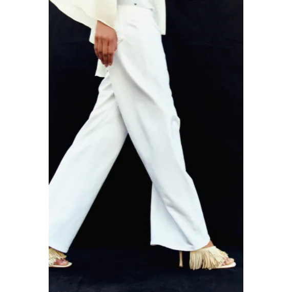 Джинсы широкие высокие H&M, Цвет: Белый, Размер: 38, изображение 4