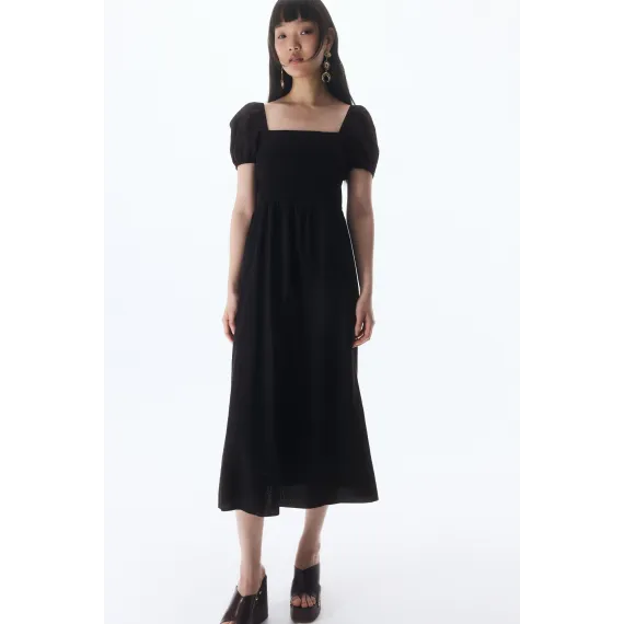 Платье с пышными рукавами и хлопком H&M, Цвет: Черный, Размер: S, изображение 3 - в интернет-магазине Туркменистана Wabrum Платье с пышными рукавами и хлопком H&M, Цвет: Черный, Размер: S, изображение 3