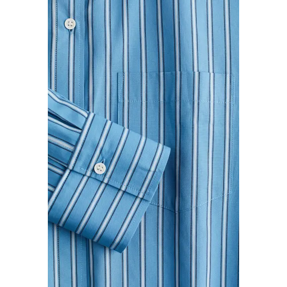 Рубашка оверсайз хлопковая H&M, Цвет: Синий, Размер: L, изображение 5 - в интернет-магазине Туркменистана Wabrum Рубашка оверсайз хлопковая H&M, Цвет: Синий, Размер: L, изображение 5