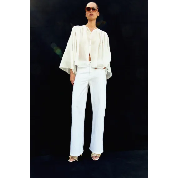 Джинсы широкие высокие H&M, Цвет: Белый, Размер: 42, изображение 2 - в интернет-магазине Туркменистана Wabrum Джинсы широкие высокие H&M, Цвет: Белый, Размер: 42, изображение 2