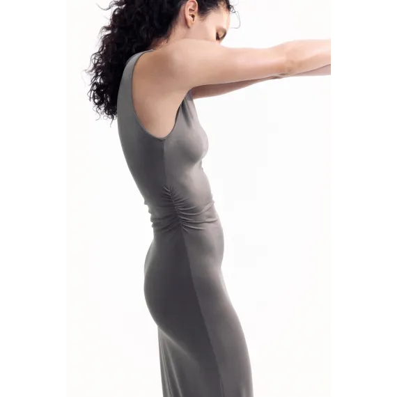 Платье макси с драпировкой приталенное H&M, Цвет: Серый, Размер: XL, изображение 4 - в интернет-магазине Туркменистана Wabrum Платье макси с драпировкой приталенное H&M, Цвет: Серый, Размер: XL, изображение 4