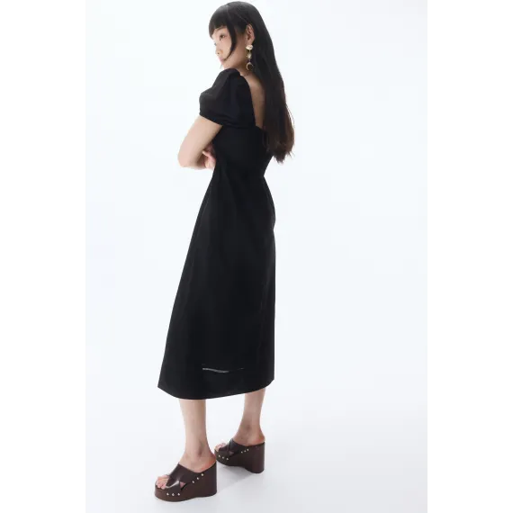 Платье с пышными рукавами и хлопком H&M, Цвет: Черный, Размер: L, изображение 4 - в интернет-магазине Туркменистана Wabrum Платье с пышными рукавами и хлопком H&M, Цвет: Черный, Размер: L, изображение 4