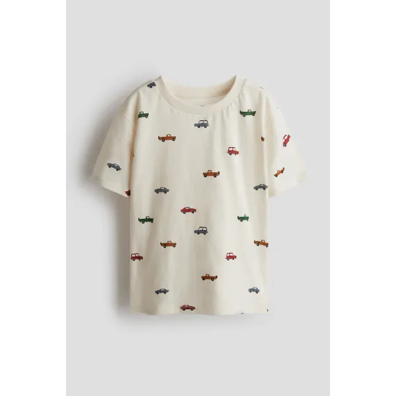 Футболка с принтом и хлопковая H&M, Reňk: Экрю, Ölçeg: 2-4 ýaş