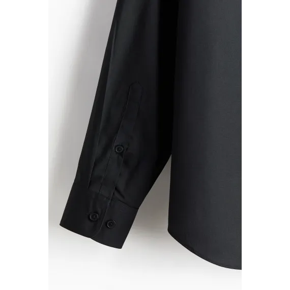 Рубашка Regular Fit с легкой глажкой H&M, Цвет: Черный, Размер: M, изображение 7
