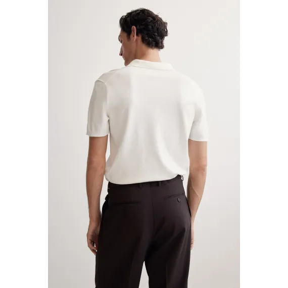 Футболка поло тонкая трикотажная Regular Fit H&M, Цвет: Белый, Размер: S, изображение 4