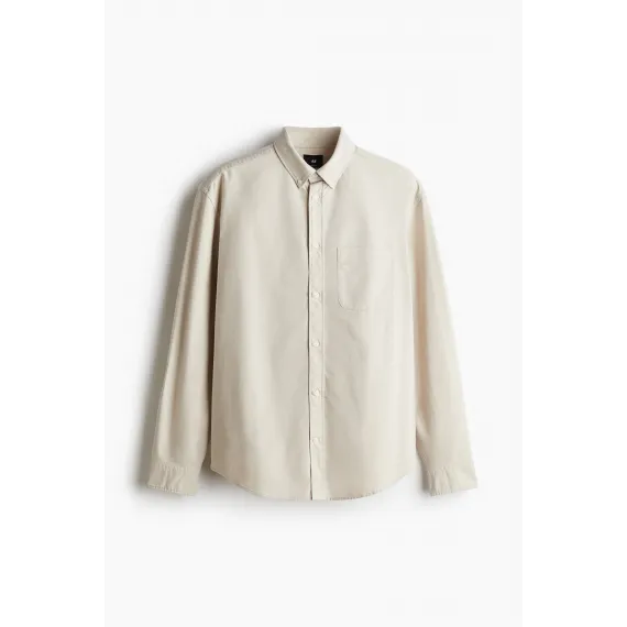 Рубашка Oxford Regular Fit H&M, Цвет: Бежевый, Размер: S, изображение 6