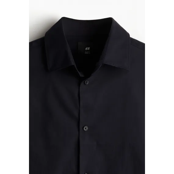 Рубашка Slim Fit стрейч H&M, Цвет: Черный, Размер: M, изображение 7