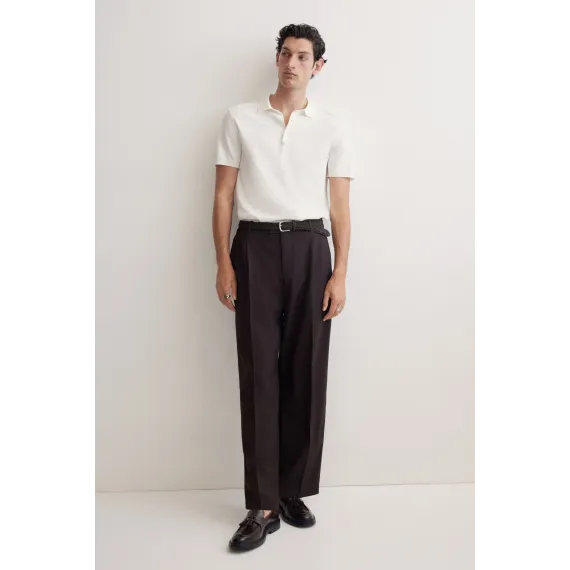Футболка поло тонкая трикотажная Regular Fit H&M, Цвет: Белый, Размер: S, изображение 2