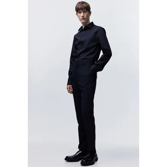 Рубашка Slim Fit стрейч H&M, Цвет: Черный, Размер: XL, изображение 3