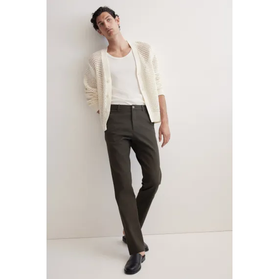 Брюки чиносы хлопковые облегающие H&M, Цвет: Хаки, Размер: 34