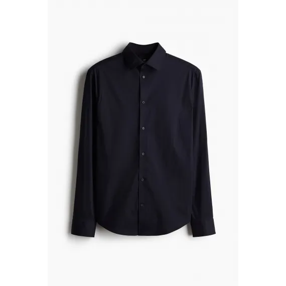 Рубашка Slim Fit стрейч H&M, Цвет: Черный, Размер: L, изображение 5