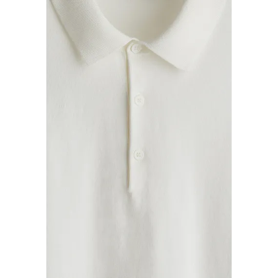 Футболка поло тонкая трикотажная Regular Fit H&M, Цвет: Белый, Размер: M, изображение 7