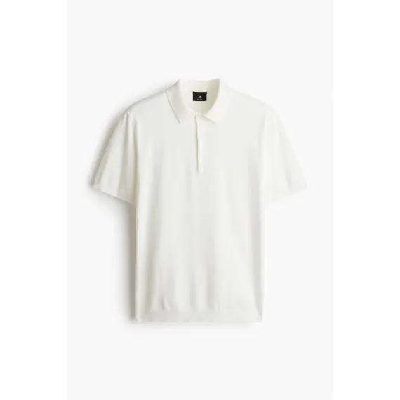 Футболка поло тонкая трикотажная Regular Fit H&M, Цвет: Белый, Размер: S, изображение 6