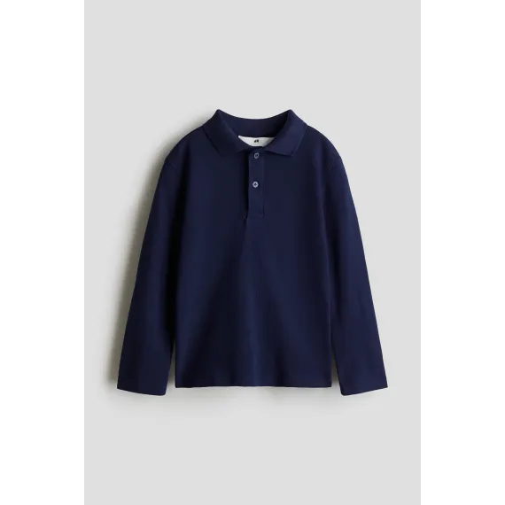 Футболка поло длинный рукав хлопковая H&M, Reňk: Goýy gök, Ölçeg: 4-6 ýaş
