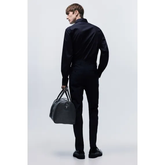 Рубашка Slim Fit стрейч H&M, Цвет: Черный, Размер: L, изображение 4