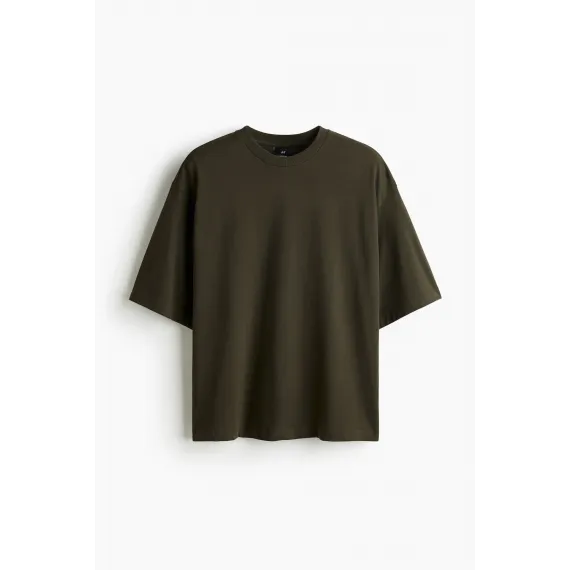 Футболка Oversized Fit H&M, Цвет: Хаки, Размер: L, изображение 5