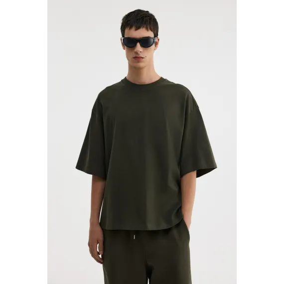 Футболка Oversized Fit H&M, Цвет: Хаки, Размер: L