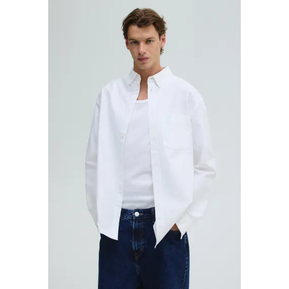 Рубашка Oxford Regular Fit H&M, Цвет: Белый, Размер: L