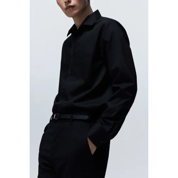 Рубашка Regular Fit с легкой глажкой H&M, Цвет: Черный, Размер: M, изображение 4