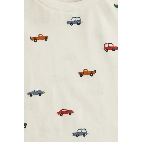 Футболка с принтом и хлопковая H&M, Reňk: Экрю, Ölçeg: 2-4 ýaş, 2 image