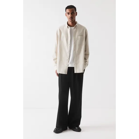 Рубашка Oxford Regular Fit H&M, Цвет: Бежевый, Размер: S, изображение 2