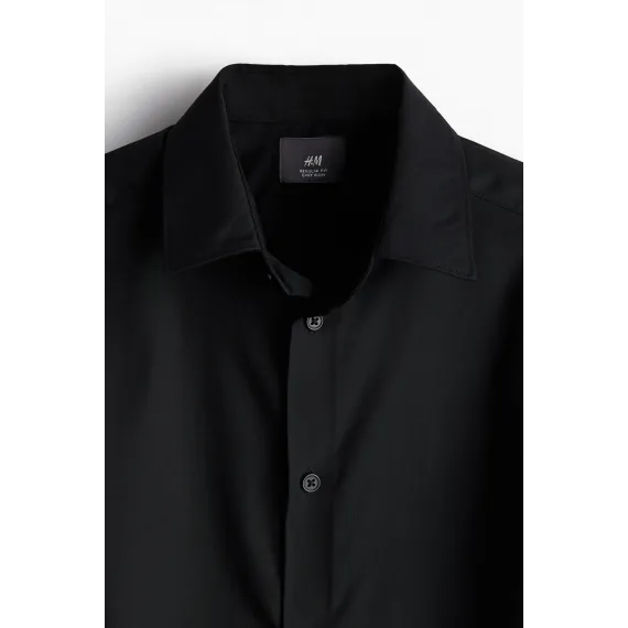 Рубашка Regular Fit с легкой глажкой H&M, Цвет: Черный, Размер: M, изображение 6