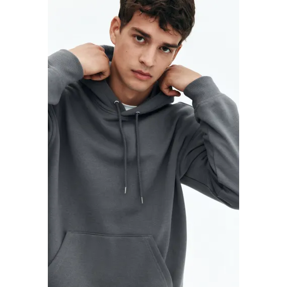 Свитшот свободного кроя с капюшоном H&M, Reňk: Çal, Ölçeg: S, 4 image