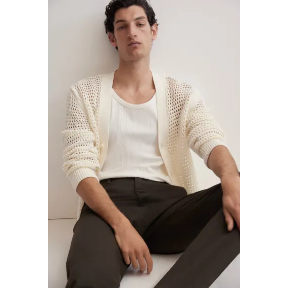 Брюки чиносы хлопковые облегающие H&M, Цвет: Хаки, Размер: 34, изображение 3