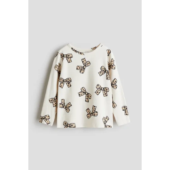 Верх джерси с принтом H&M, Reňk: Экрю, Ölçeg: 2-4 ýaş