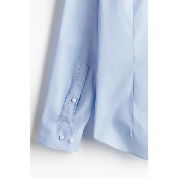 Рубашка Slim Fit Легкая Глажка H&M, Цвет: Голубой, Размер: XL, изображение 6