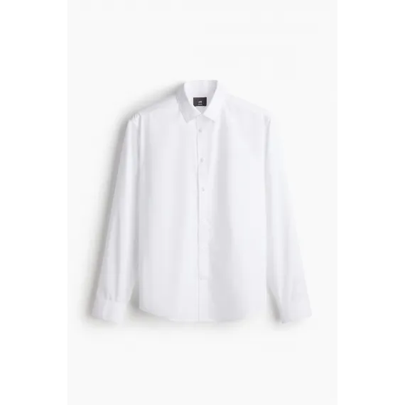 Рубашка Slim Fit Легкая Глажка H&M, Цвет: Белый, Размер: S, изображение 5