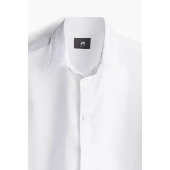 Рубашка Slim Fit Легкая Глажка H&M, Цвет: Белый, Размер: S, изображение 7