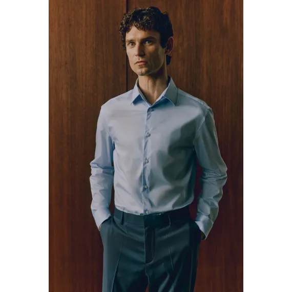 Рубашка Slim Fit стрейч H&M, Цвет: Синий, Размер: M, изображение 2